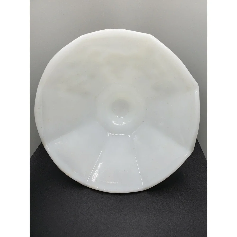 Vintage Anchor Hocking White Milk Glass Footed Bowl w/ Grapes & Vines Design exc